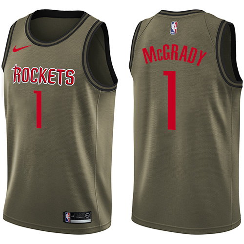 Men's Nike Houston Rockets #1 Tracy McGrady Swingman Green Salute to Service NBA Jersey