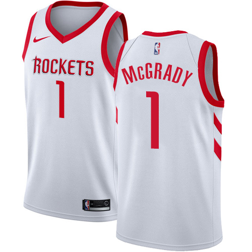 Men's Nike Houston Rockets #1 Tracy McGrady Authentic White Home NBA Jersey - Association Edition