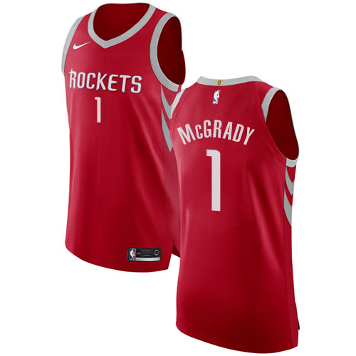 Men's Nike Houston Rockets #1 Tracy McGrady Authentic Red Road NBA Jersey - Icon Edition