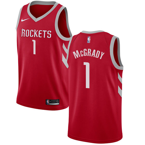 Men's Nike Houston Rockets #1 Tracy McGrady Swingman Red Road NBA Jersey - Icon Edition