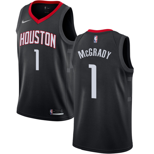 Men's Nike Houston Rockets #1 Tracy McGrady Authentic Black Alternate NBA Jersey Statement Edition