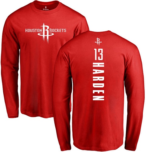 NBA Nike Houston Rockets #13 James Harden Red Backer Long Sleeve T-Shirt