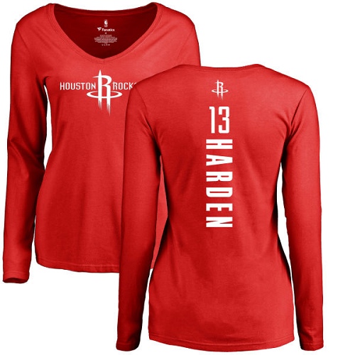 NBA Women's Nike Houston Rockets #13 James Harden Red Backer Long Sleeve T-Shirt