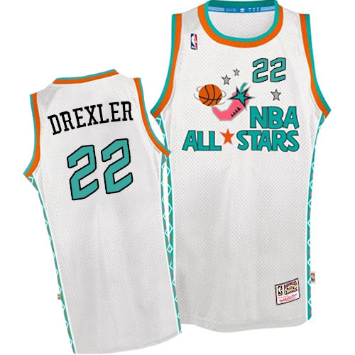 Men's Mitchell and Ness Houston Rockets #22 Clyde Drexler Authentic White 1996 All Star Throwback NBA Jersey