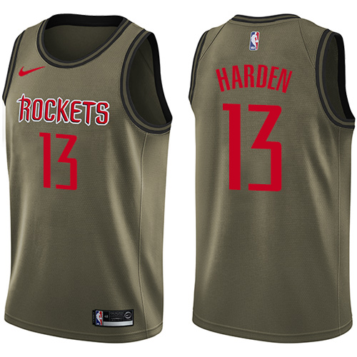 Men's Nike Houston Rockets #13 James Harden Swingman Green Salute to Service NBA Jersey