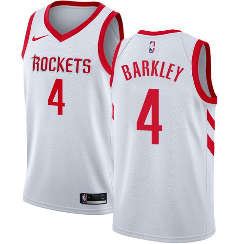 Men's Nike Houston Rockets #4 Charles Barkley Authentic White Home NBA Jersey - Association Edition