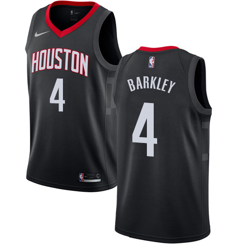 Men's Nike Houston Rockets #4 Charles Barkley Authentic Black Alternate NBA Jersey Statement Edition