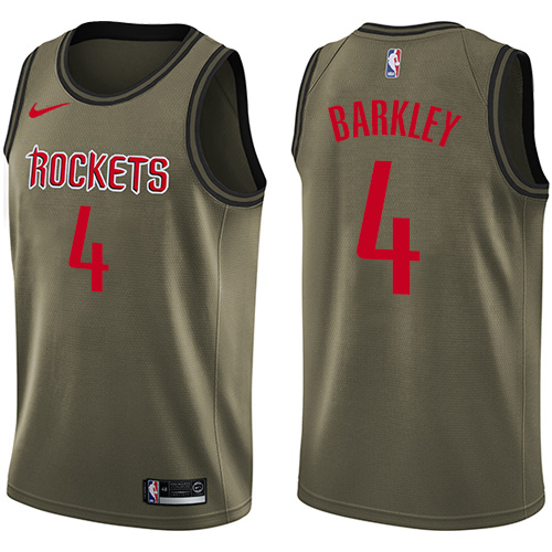 Men's Nike Houston Rockets #4 Charles Barkley Swingman Green Salute to Service NBA Jersey