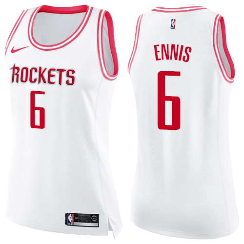 Women's Nike Houston Rockets #6 Tyler Ennis Swingman White/Pink Fashion NBA Jersey