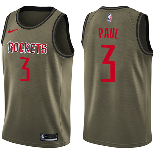 Men's Nike Houston Rockets #3 Chris Paul Swingman Green Salute to Service NBA Jersey