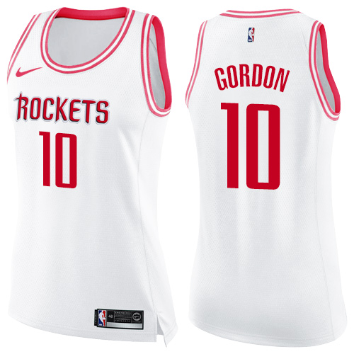 Women's Nike Houston Rockets #10 Eric Gordon Swingman White/Pink Fashion NBA Jersey