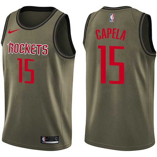 Youth Nike Houston Rockets #15 Clint Capela Swingman Green Salute to Service NBA Jersey