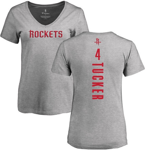NBA Women's Nike Houston Rockets #4 PJ Tucker Ash Backer T-Shirt