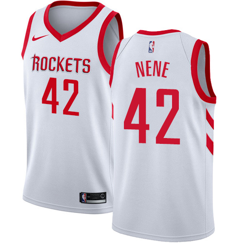 Men's Nike Houston Rockets #42 Nene Authentic White Home NBA Jersey - Association Edition
