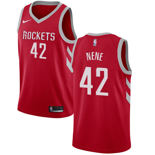 Men's Nike Houston Rockets #42 Nene Swingman Red Road NBA Jersey - Icon Edition