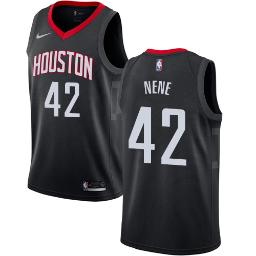 Men's Nike Houston Rockets #42 Nene Authentic Black Alternate NBA Jersey Statement Edition