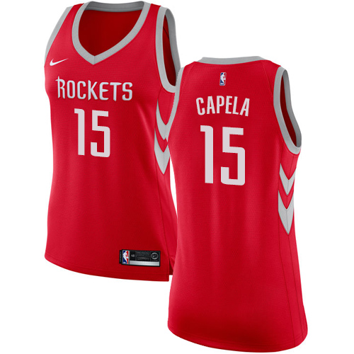 Women's Nike Houston Rockets #15 Clint Capela Authentic Red Road NBA Jersey - Icon Edition