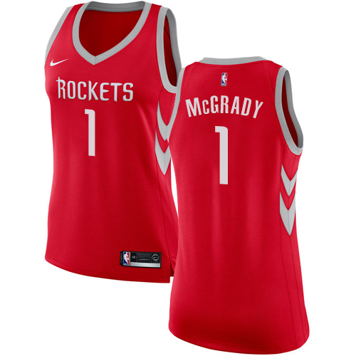 Women's Nike Houston Rockets #1 Tracy McGrady Authentic Red Road NBA Jersey - Icon Edition