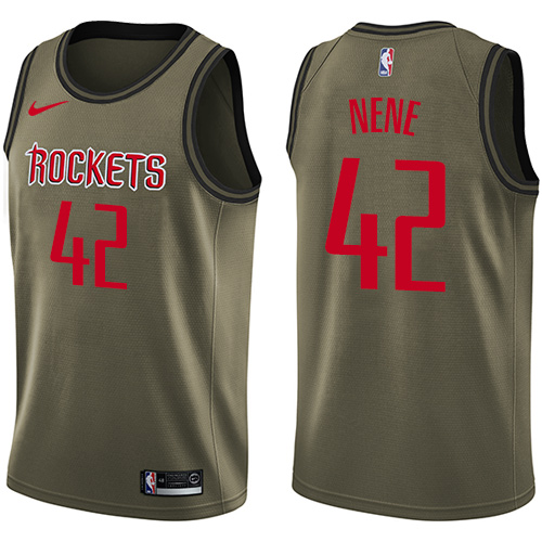 Men's Nike Houston Rockets #42 Nene Swingman Green Salute to Service NBA Jersey