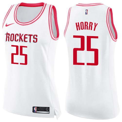 Women's Nike Houston Rockets #25 Robert Horry Swingman White/Pink Fashion NBA Jersey