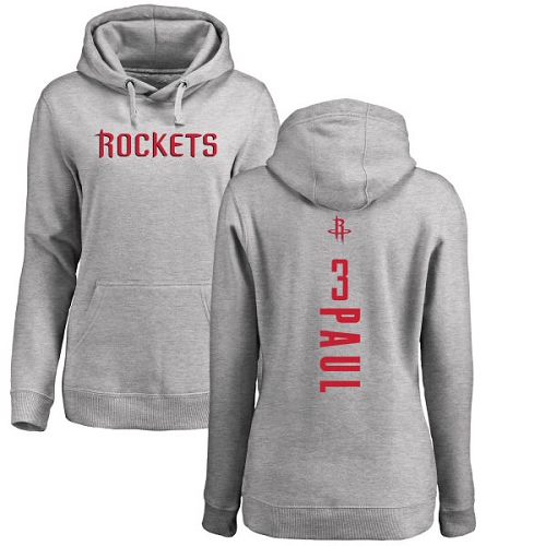 NBA Women's Nike Houston Rockets #3 Chris Paul Ash Backer Pullover Hoodie