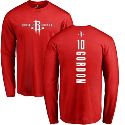 NBA Nike Houston Rockets #10 Eric Gordon Red Backer Long Sleeve T-Shirt