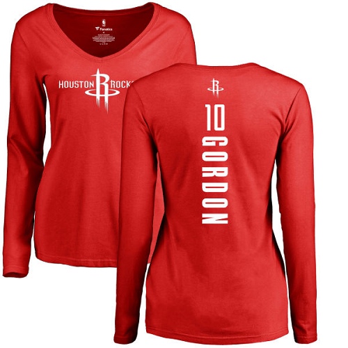 NBA Women's Nike Houston Rockets #10 Eric Gordon Red Backer Long Sleeve T-Shirt