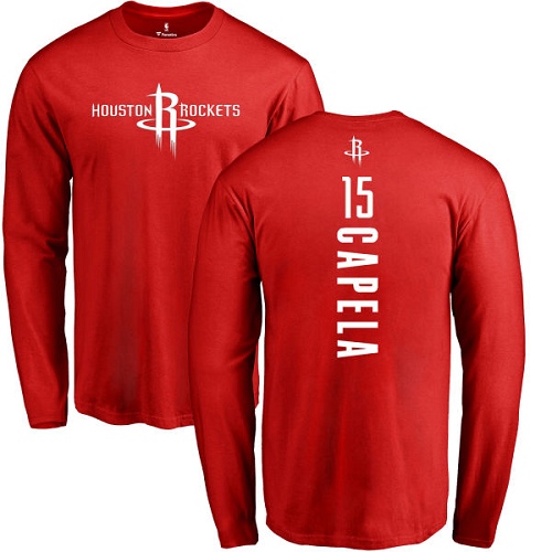 NBA Nike Houston Rockets #15 Clint Capela Red Backer Long Sleeve T-Shirt
