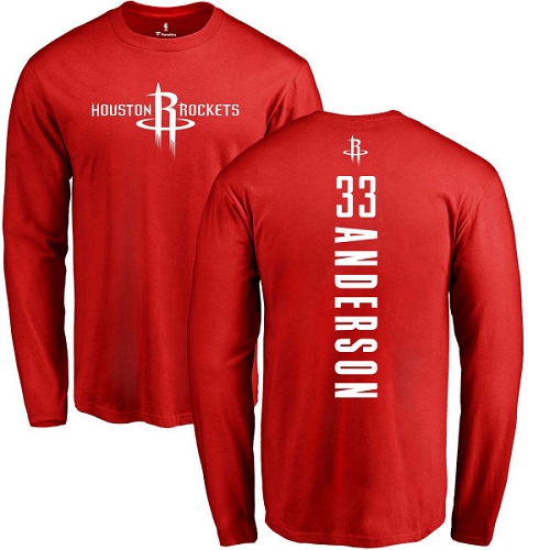 NBA Nike Houston Rockets #33 Ryan Anderson Red Backer Long Sleeve T-Shirt