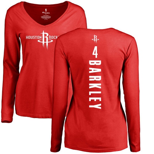 NBA Women's Nike Houston Rockets #4 Charles Barkley Red Backer Long Sleeve T-Shirt