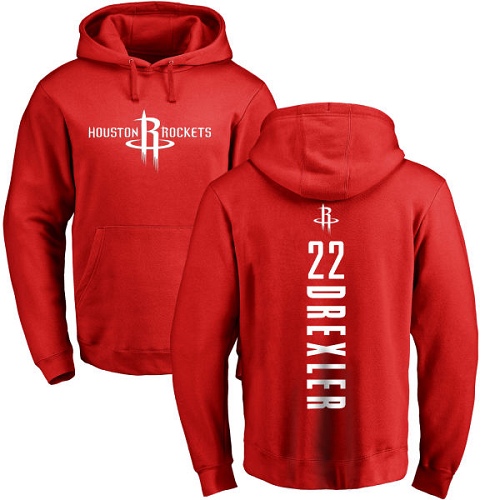NBA Nike Houston Rockets #22 Clyde Drexler Red Backer Pullover Hoodie