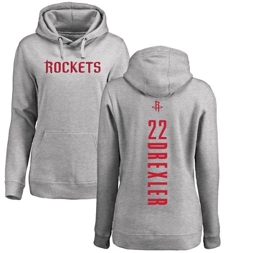 NBA Women's Nike Houston Rockets #22 Clyde Drexler Ash Backer Pullover Hoodie