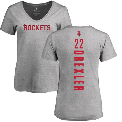 NBA Women's Nike Houston Rockets #22 Clyde Drexler Ash Backer T-Shirt