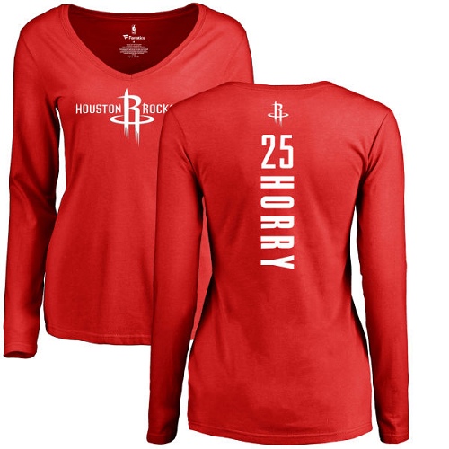 NBA Women's Nike Houston Rockets #25 Robert Horry Red Backer Long Sleeve T-Shirt