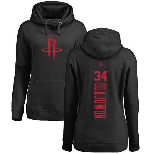 NBA Women's Nike Houston Rockets #34 Hakeem Olajuwon Black One Color Backer Pullover Hoodie