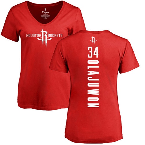 NBA Women's Nike Houston Rockets #34 Hakeem Olajuwon Red Backer T-Shirt