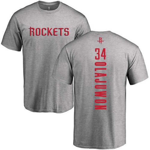 NBA Nike Houston Rockets #34 Hakeem Olajuwon Ash Backer T-Shirt