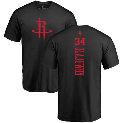NBA Nike Houston Rockets #34 Hakeem Olajuwon Black One Color Backer T-Shirt