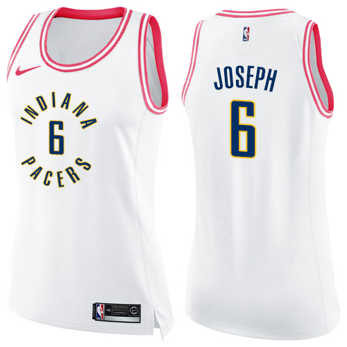 Women's Nike Indiana Pacers #6 Cory Joseph Swingman White/Pink Fashion NBA Jersey