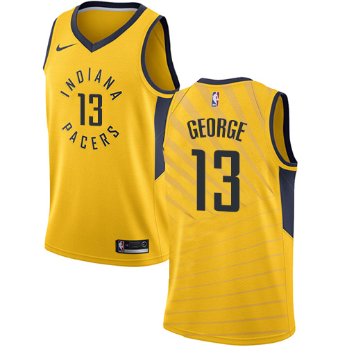 Men's Adidas Indiana Pacers #13 Paul George Authentic Gold Alternate NBA Jersey