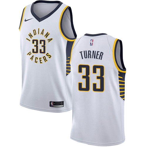 Men's Adidas Indiana Pacers #33 Myles Turner Authentic White Home NBA Jersey