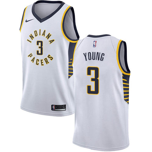 Men's Adidas Indiana Pacers #3 Joe Young Authentic White Home NBA Jersey