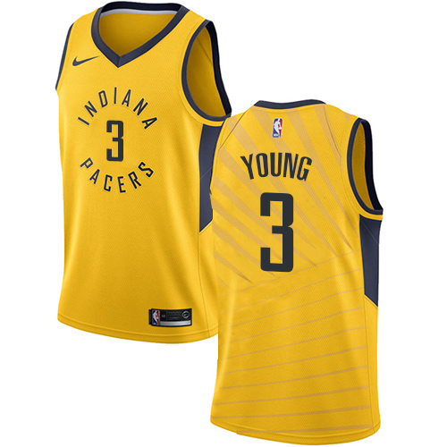 Men's Adidas Indiana Pacers #3 Joe Young Authentic Gold Alternate NBA Jersey