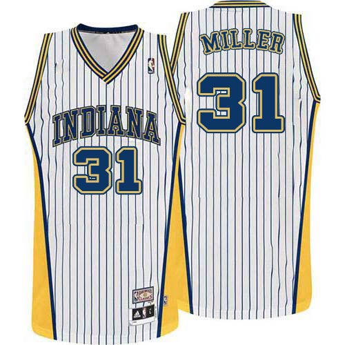 Men's Adidas Indiana Pacers #31 Reggie Miller Authentic White Throwback NBA Jersey