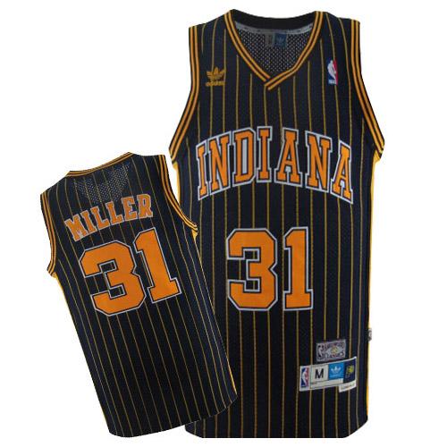 Men's Mitchell and Ness Indiana Pacers #31 Reggie Miller Authentic Navy Blue Throwback NBA Jersey
