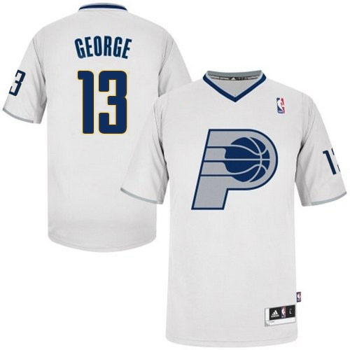 Men's Adidas Indiana Pacers #13 Paul George Authentic White 2013 Christmas Day NBA Jersey