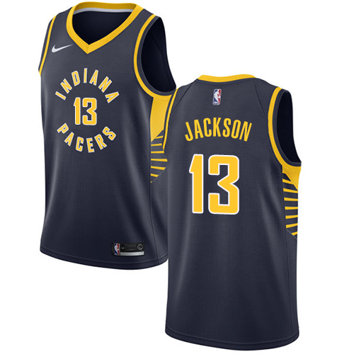 Men's Nike Indiana Pacers #13 Mark Jackson Authentic Navy Blue Road NBA Jersey - Icon Edition