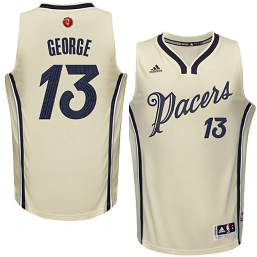 Youth Adidas Indiana Pacers #13 Paul George Authentic Cream 2015-16 Christmas Day NBA Jersey