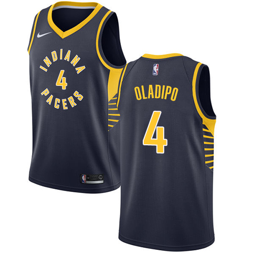 Men's Nike Indiana Pacers #4 Victor Oladipo Swingman Navy Blue Road NBA Jersey - Icon Edition
