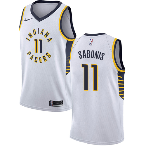 Men's Adidas Indiana Pacers #11 Domantas Sabonis Authentic White Home NBA Jersey